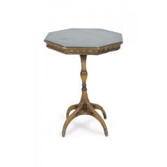 American Art Deco Style Octagonal Wood Top Wicker Bistro Table - 4718078