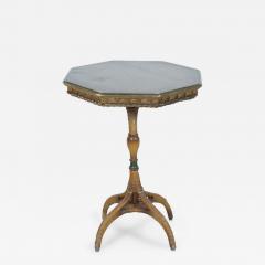 American Art Deco Style Octagonal Wood Top Wicker Bistro Table - 4718091
