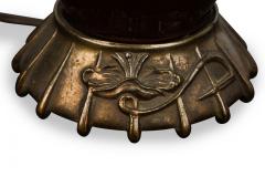 American Art Deco Style Oxblood Red Porcelain and Brass Table Lamp - 4671967