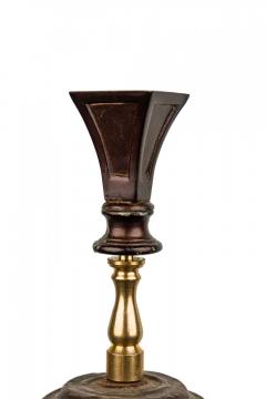 American Art Deco Style Oxblood Red Porcelain and Brass Table Lamp - 4671969