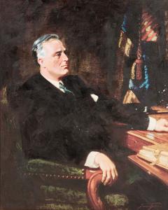 American Art Deco Style Portrait of Franklin D Roosevelt - 4640826