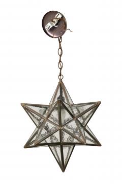 American Art Deco Textured Clear Leaded Glass Star Shaped Chandelier - 4670402
