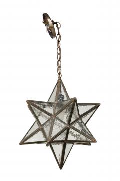 American Art Deco Textured Clear Leaded Glass Star Shaped Chandelier - 4670403