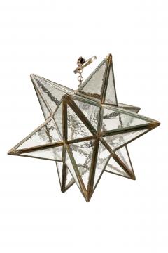American Art Deco Textured Clear Leaded Glass Star Shaped Chandelier - 4670408