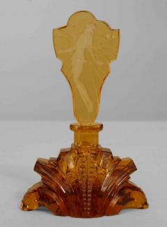 American Art Deco amber cut glass perfume bottle - 4673306
