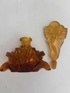 American Art Deco amber cut glass perfume bottle - 4673307