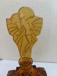 American Art Deco amber cut glass perfume bottle - 4673311