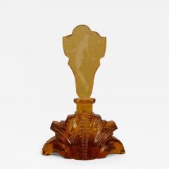 American Art Deco amber cut glass perfume bottle - 4720915