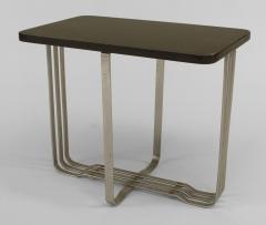 American Art Moderne Chrome Base Low End Table with Rectangular Ebonized Top - 436374