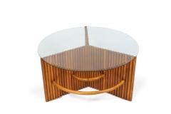 American Art Moderne Pine Faux Bamboo and Glass Coffee Table - 4169050