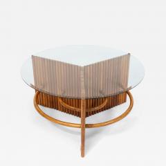 American Art Moderne Pine Faux Bamboo and Glass Coffee Table - 4178342