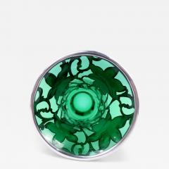 American Art Nouveau Green Silver Overlay 12 Inch Vase - 4545655