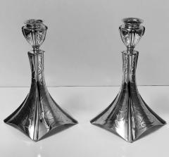 American Art Nouveau Sterling Candlesticks International Sterling C 1910 - 1055403