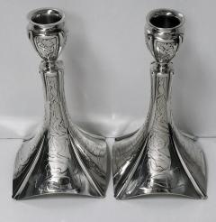 American Art Nouveau Sterling Candlesticks International Sterling C 1910 - 1055405