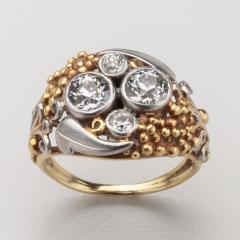 American Arts Crafts 18K Gold Platinum Diamond Ring - 4456680