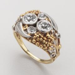 American Arts Crafts 18K Gold Platinum Diamond Ring - 4456682