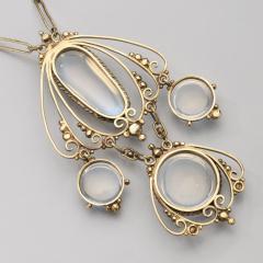 American Arts Crafts Moonstone Gold Necklace - 4456685