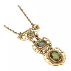 American Arts Crafts Period Peridot Gold Necklace  - 3388249