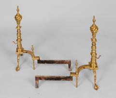 American Brass Spiral Top Andirons - 3438994