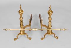 American Brass Spiral Top Andirons - 3438997