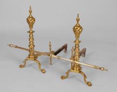 American Brass Spiral Top Andirons - 3438998