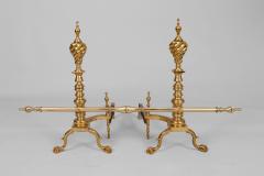 American Brass Spiral Top Andirons - 3439000