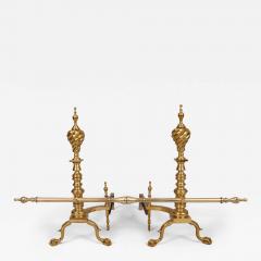 American Brass Spiral Top Andirons - 3528017