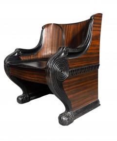 American Classical Revival Macassar Ebony Throne Chair From The Frick Estate - 4506983