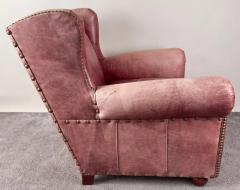 American Classical Style Distressed Leather Red Brown Oversized Club Chair - 3728992