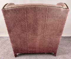 American Classical Style Distressed Leather Red Brown Oversized Club Chair - 3728994