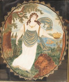 American Classical Watercolor On Paper Of A Female Figure By A Lion And Crown - 4723553