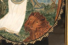 American Classical Watercolor On Paper Of A Female Figure By A Lion And Crown - 4723557