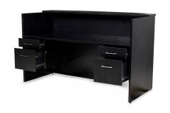American Contemporary Black Laminate Suspended Twin Pedestal Reception Desk - 4665576