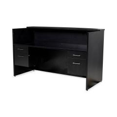 American Contemporary Black Laminate Suspended Twin Pedestal Reception Desk - 4694619