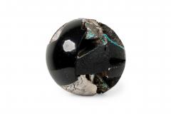 American Contemporary Blue and Black Mixed Media Orb - 4669439