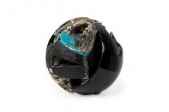 American Contemporary Blue and Black Mixed Media Orb - 4669440