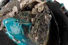 American Contemporary Blue and Black Mixed Media Orb - 4669442