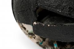 American Contemporary Blue and Black Mixed Media Orb - 4669444