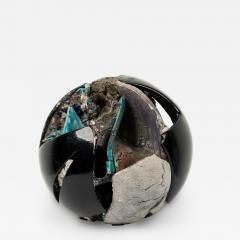 American Contemporary Blue and Black Mixed Media Orb - 4709399