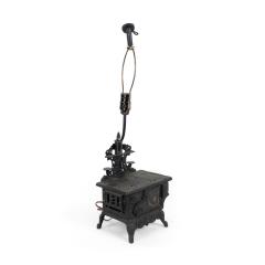 American Country Black Iron Stove Table Lamp - 4729090