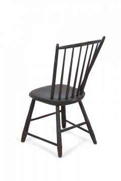 American Country Child Sized Dark Brown Painted Windsor Chair - 4170624