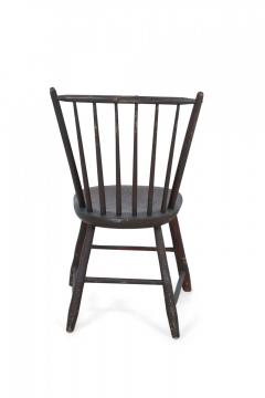 American Country Child Sized Dark Brown Painted Windsor Chair - 4170625