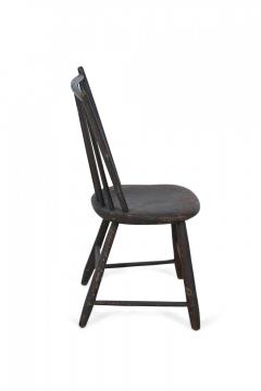 American Country Child Sized Dark Brown Painted Windsor Chair - 4170628
