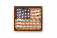 American Country Framed Flag Folk Art Embroidery - 4216356