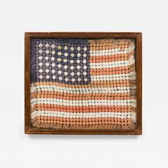 American Country Framed Flag Folk Art Embroidery - 4230693