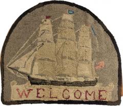 American Country Hooked Welcome Ship Rug - 4694614