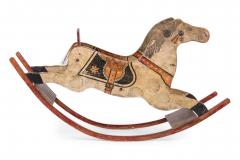 American Country Painted and Carved Wooden Rocking Horse - 4407835