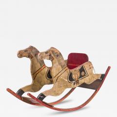 American Country Painted and Carved Wooden Rocking Horse - 4412400