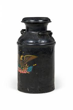 American Country Patriotic Painted Milk Pail with Eagle and American Flags - 4407965