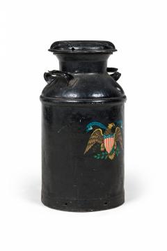 American Country Patriotic Painted Milk Pail with Eagle and American Flags - 4407967
